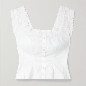 DOEN Alana Cropped Broderie Anglaise Organic Cotton-poplin Tank L